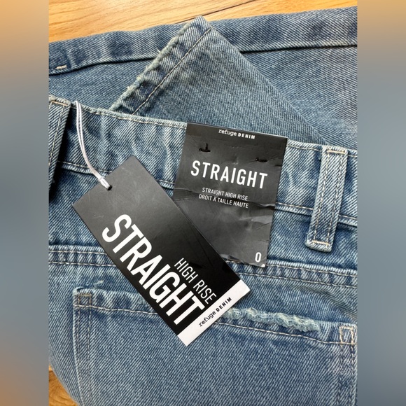 Straight Leg Jeans with High Waist In a Medium Blue Vintage Wash - Size 0- NEW - Picture 7 of 10